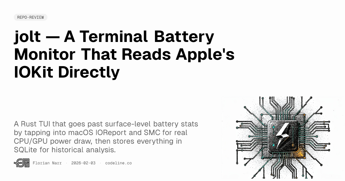 Iokit Steps jolt — A Terminal Battery Monitor That Reads Apple's IOKit Directly ...